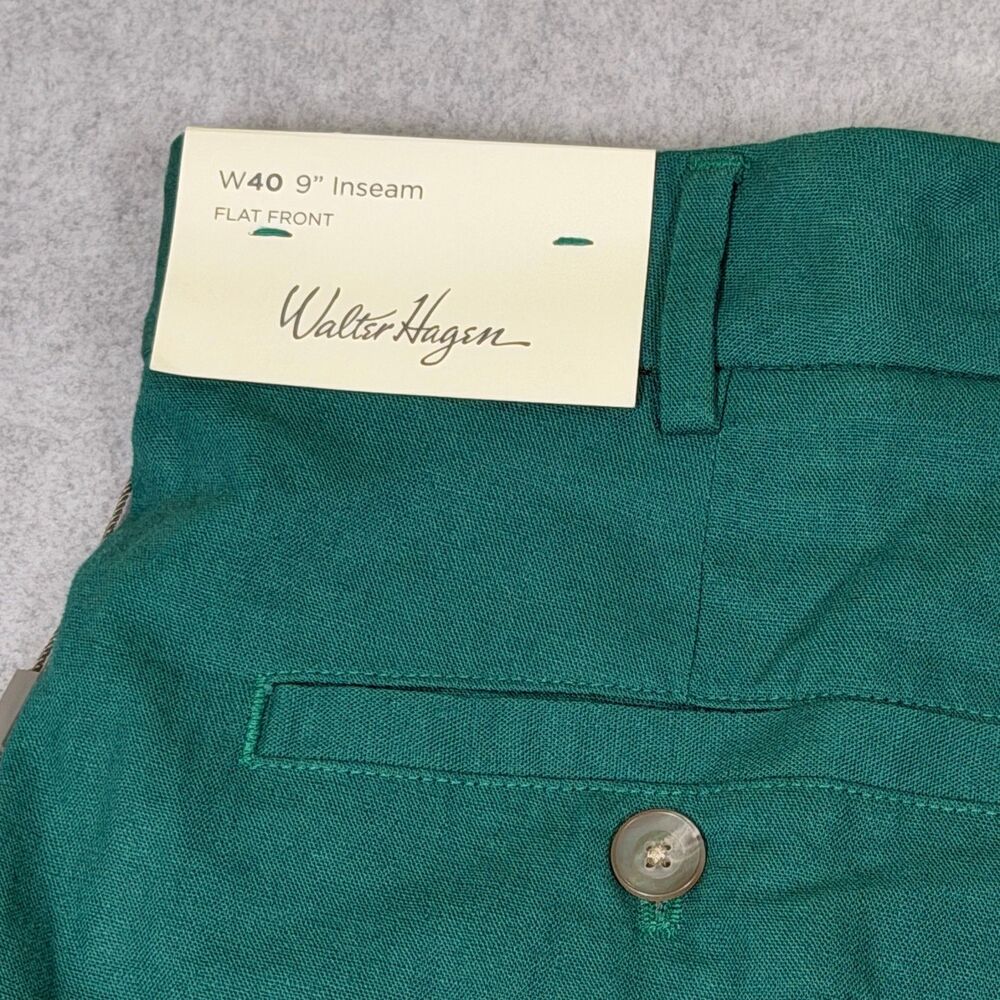Walter Hagen 11 Linen Blend Golf Shorts Men's 40 Green 9" Flat Front NWT - Picture 10 of 12